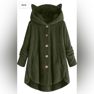 Amazon Brand Cat Ear Fleece Button Up Hoodie